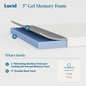 Lucid mattress side view highlighting low profile for bunk beds and small spaces