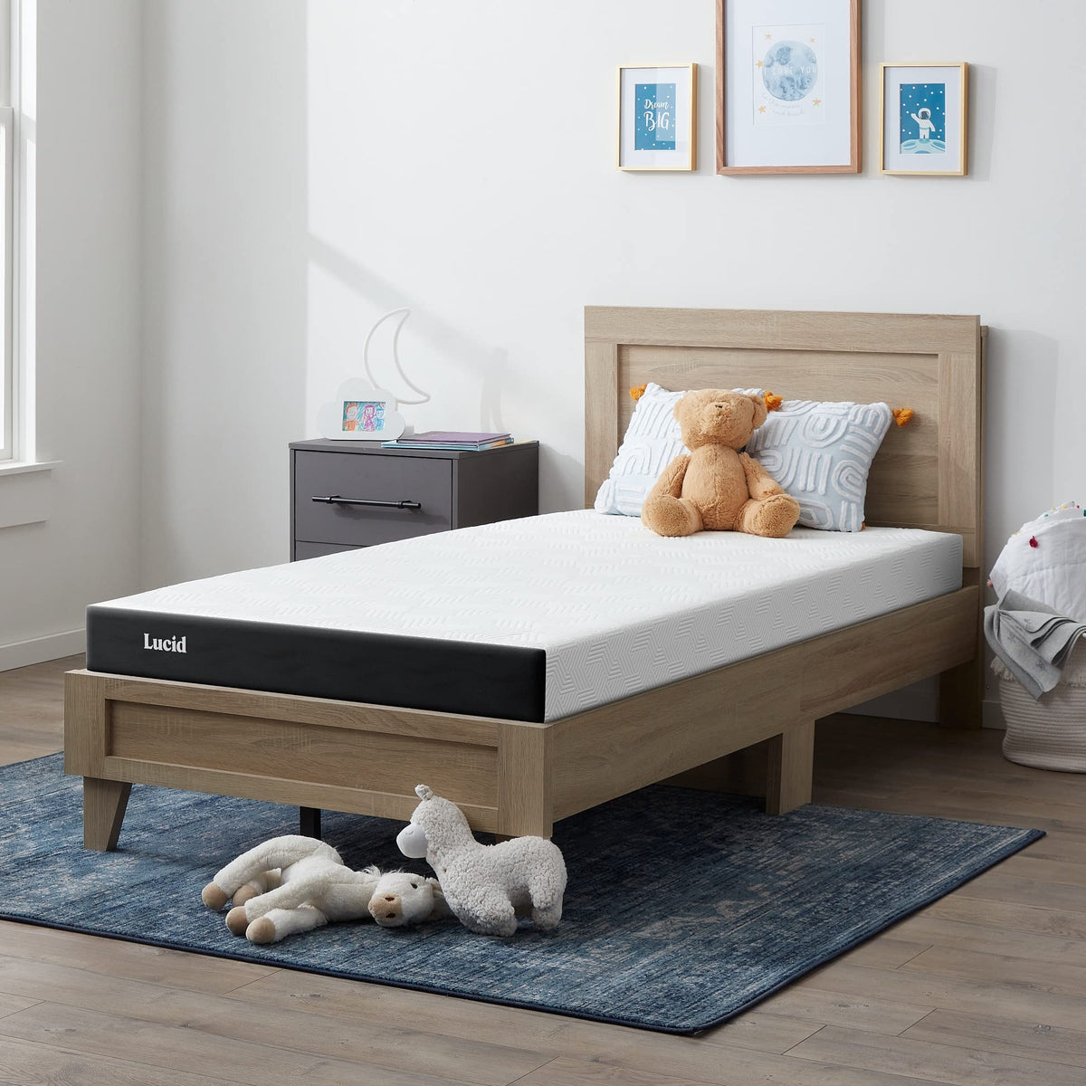 Lucid 5-Inch Firm Gel Memory Foam Mattress top view showing compact, supportive profile