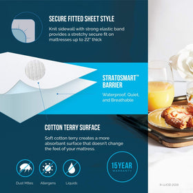 LUCID mattress protector cotton terry close-up demonstrating soft, silent surface