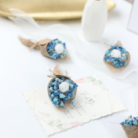 LucidLather bridal shower magnet bouquet displays natural dried blooms on the fridge.