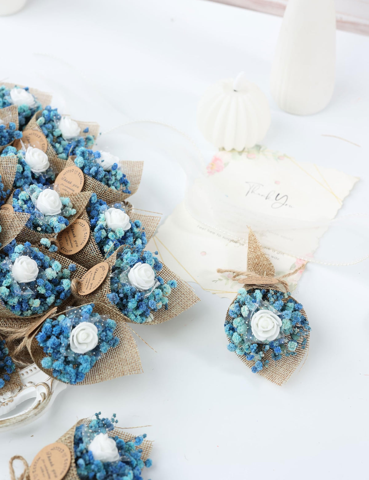 LucidLather thank-you magnet bouquet offers a delicate keepsake for guests.