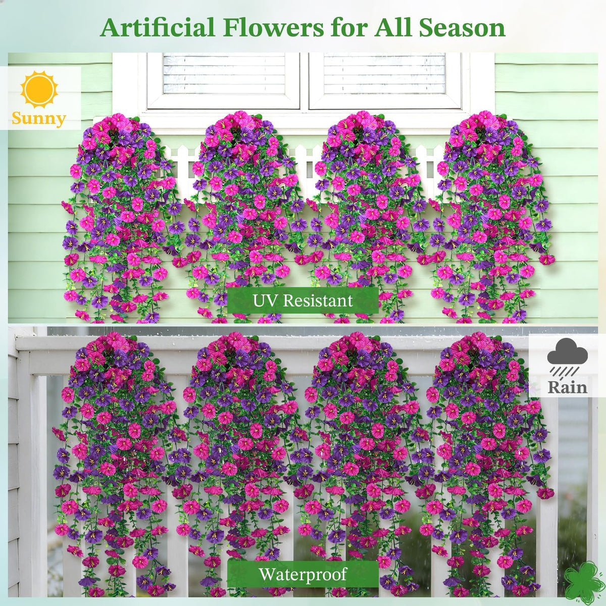 Weatherproof LuckyEra faux plants resist sun and rain for outdoor use