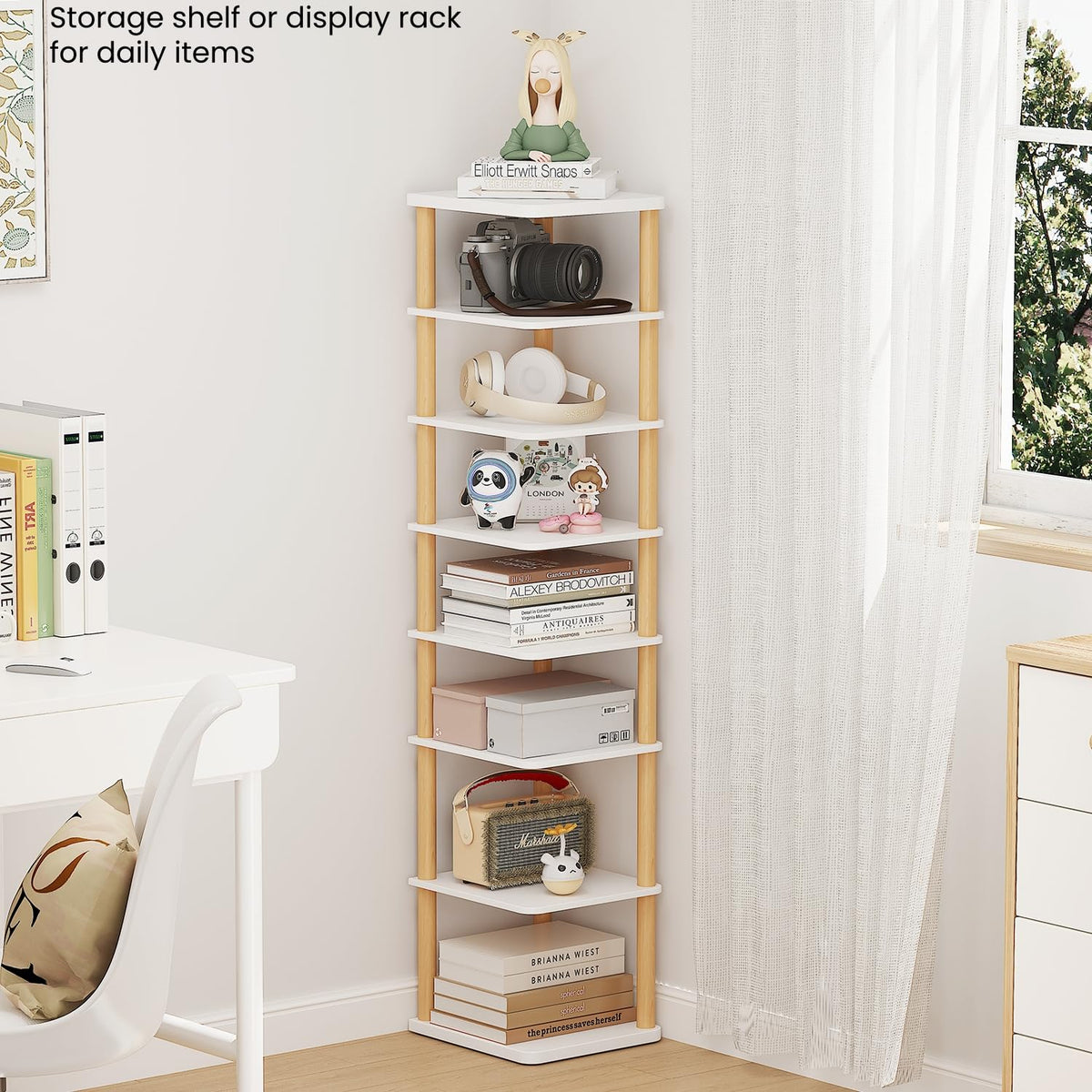 Dorm room ready LUCKNOCK shoe organizer keeps footwear organized.
