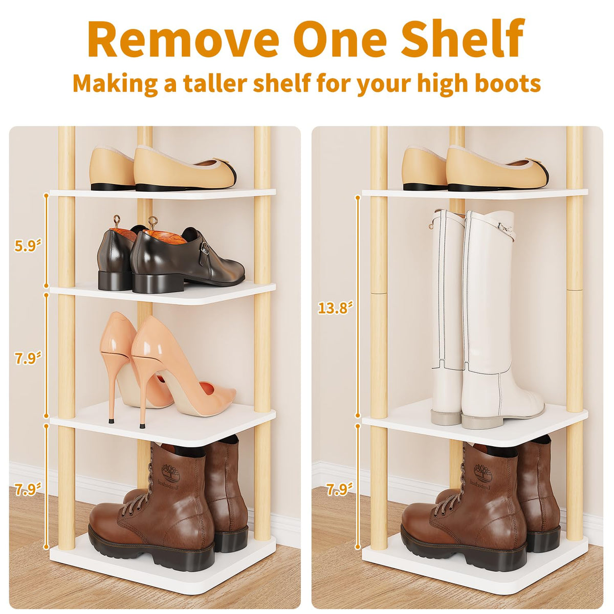 Entryway clutter reduced with LUCKNOCK vertical shoe storage tower.