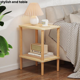 LUCKNOCK solid wood side table top view highlighting the two-tier surface