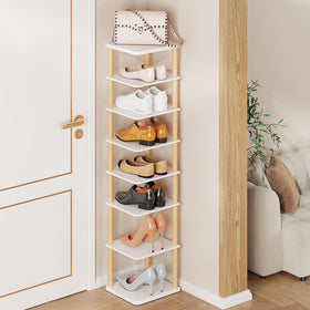 LUCKNOCK vertical shoe rack in white saves space in entryways.