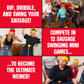 Lucky Egg Swing Your Sausage fits indoor and outdoor play settings.
