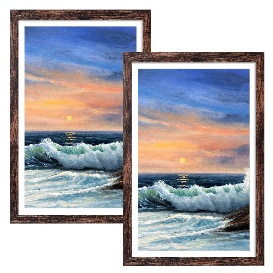 Luckylife 12x18 brown frame with mat displays 11x17 photos beautifully.
