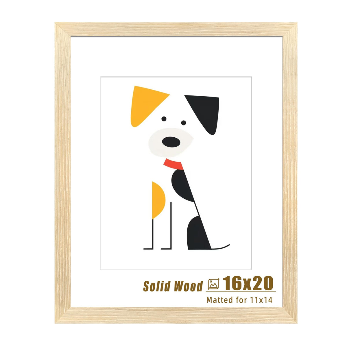 LUCKYLIFE 16x20 frame front view with natural wood finish for an elegant wall display.