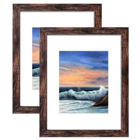 LUCKYLIFE rustic brown frame with mat showcases an 11x14 photo beautifully