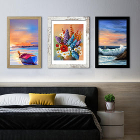 LUCKYLIFE 16x24 black frame side profile showing slim, lightweight design for wall mounting.