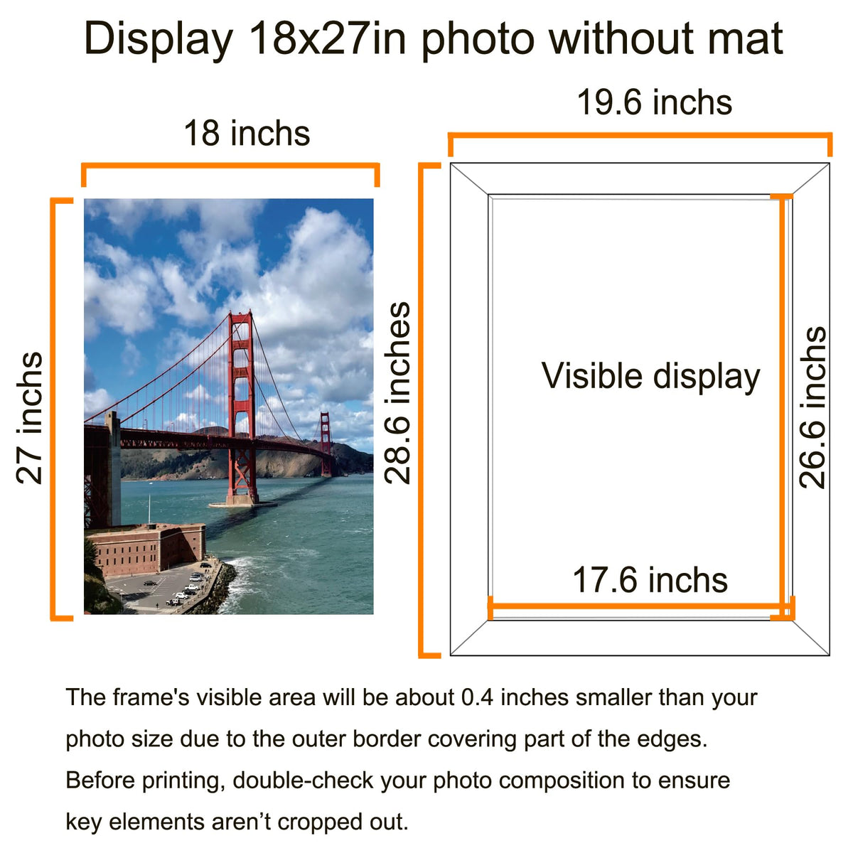 Luckylife 18x27 frame side mount in black for versatile installation.