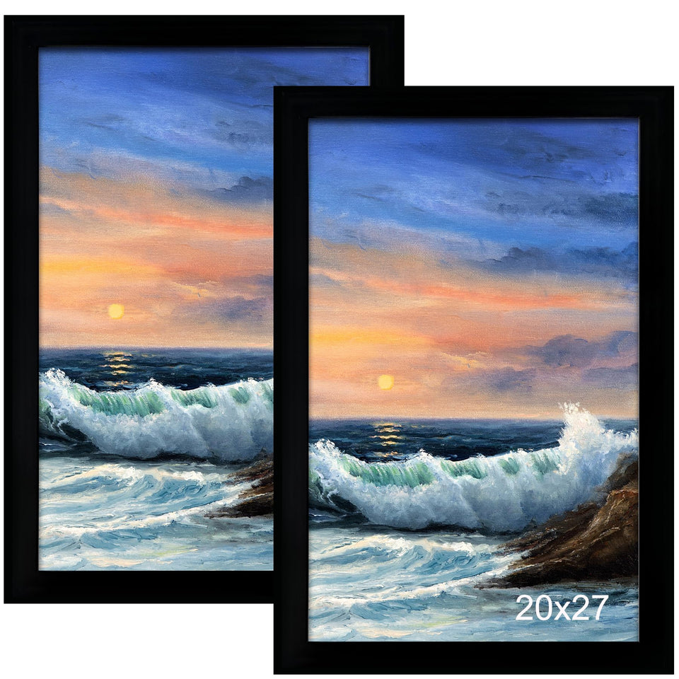 LUCKYLIFE 20x27 frame front view in black MDF, sturdy and elegant display option.
