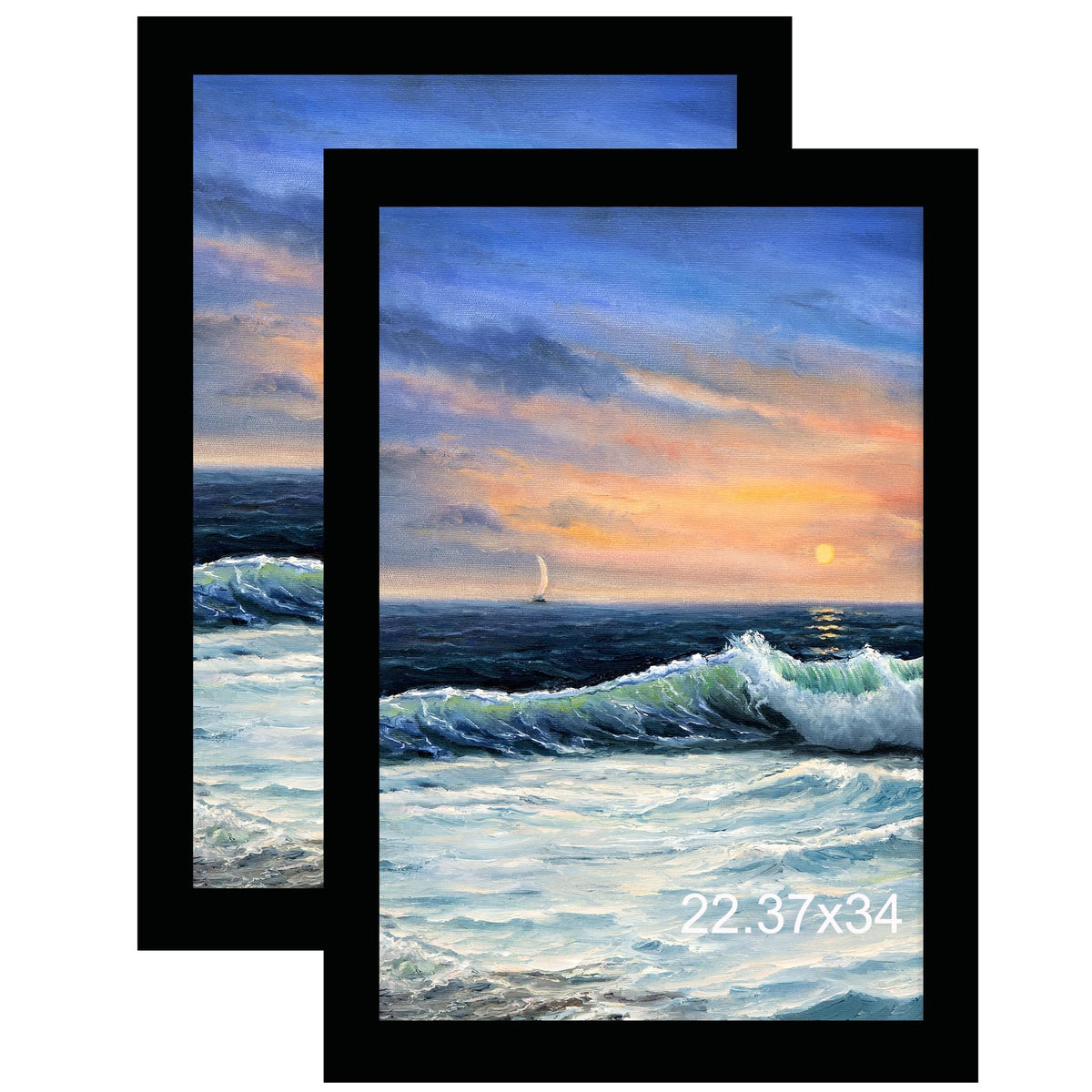 LUCKYLIFE 22-37x34 frame front view in black, ideal for wall displays.