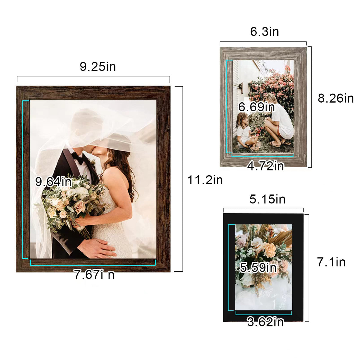 Frames ready for wall or tabletop display with vertical or horizontal options.