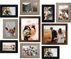 Luckylife Gallery Wall Frame Set on the wall creates a cohesive living room collage.