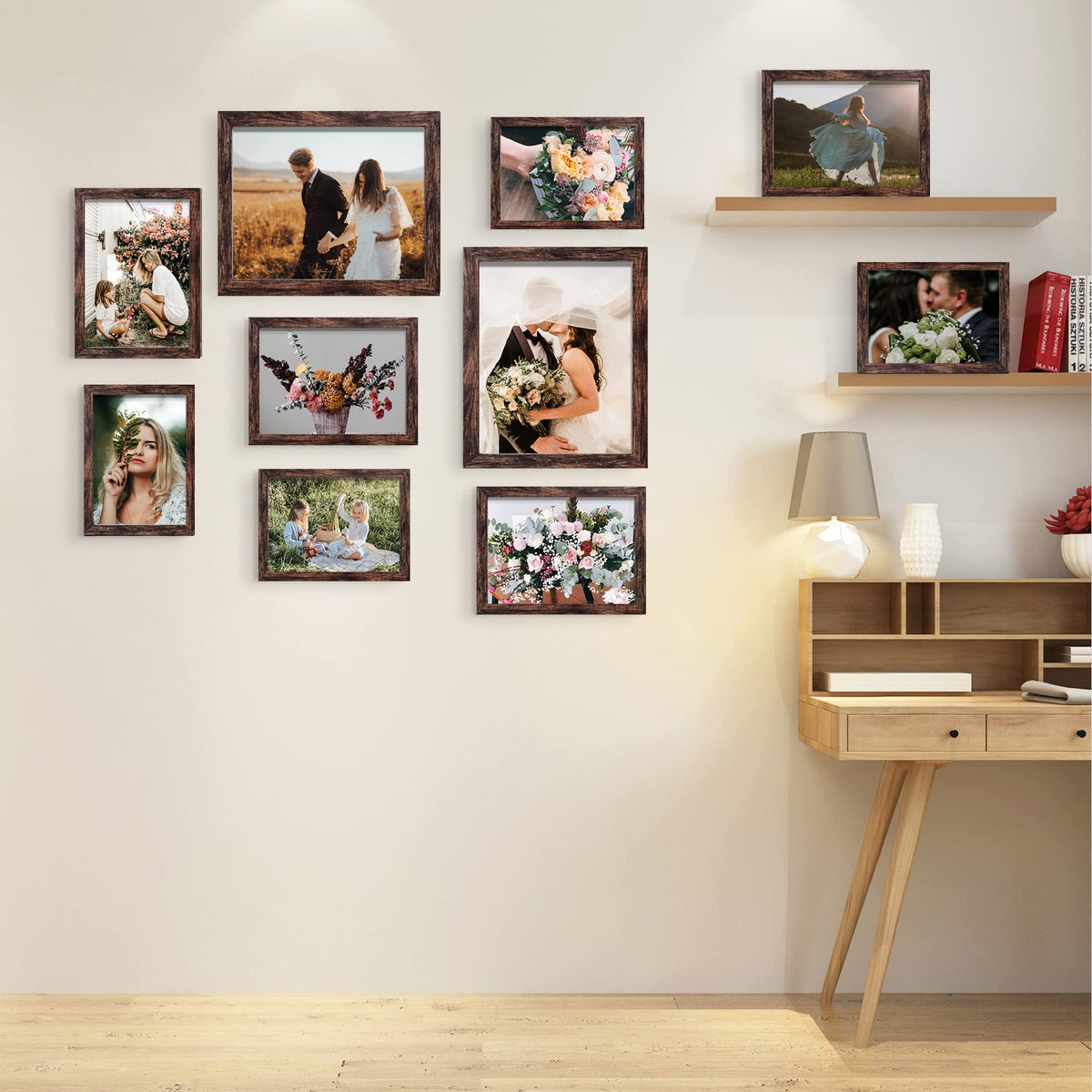 LUCKYLIFE 4x6 wall frame in brown adds compact charm for cozy displays.