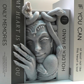 LuckyVin Medusa decorative bookend on desk blends style with practical book organization.