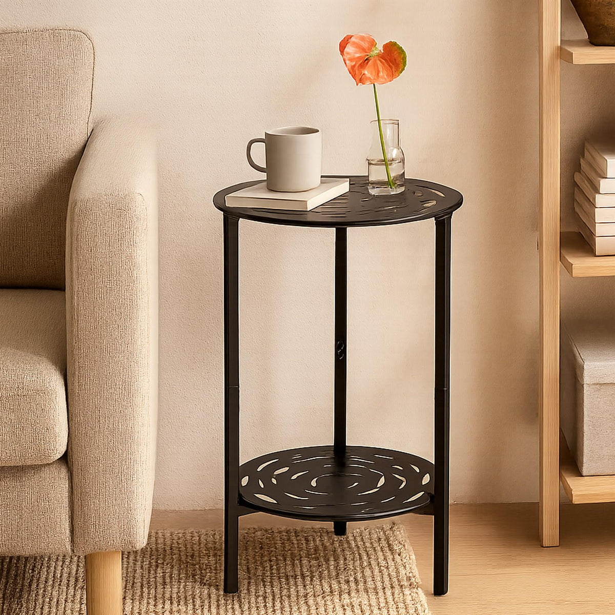 The lucpur compact corner table dimensions fit tight spaces.