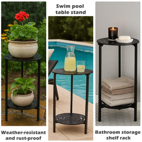The lucpur small-space end table suits balconies and living rooms.