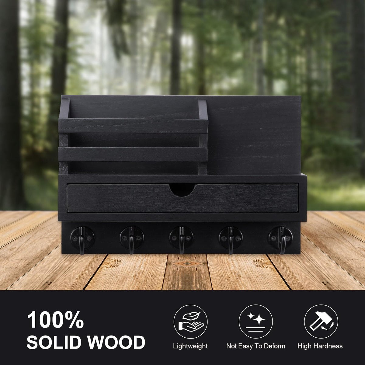 Compact design fits narrow foyers without crowding space.