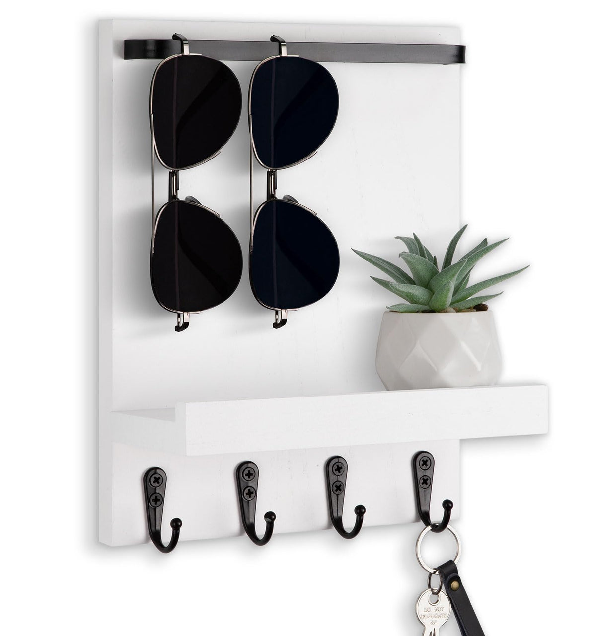 Lucundm key holder wall mount with four hooks for organized entryways and quick access.