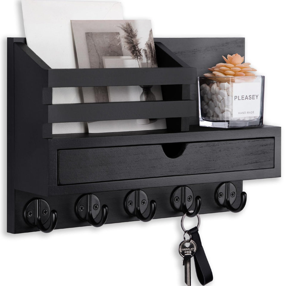 Lucundm key holder wall mount with five hooks keeps entryways organized.