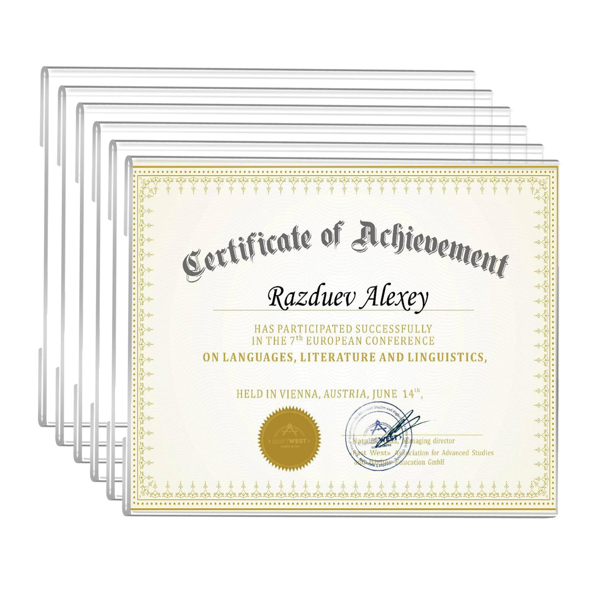 Ludery clear acrylic diploma frame 8.5x11 horizontal for vibrant certificate display