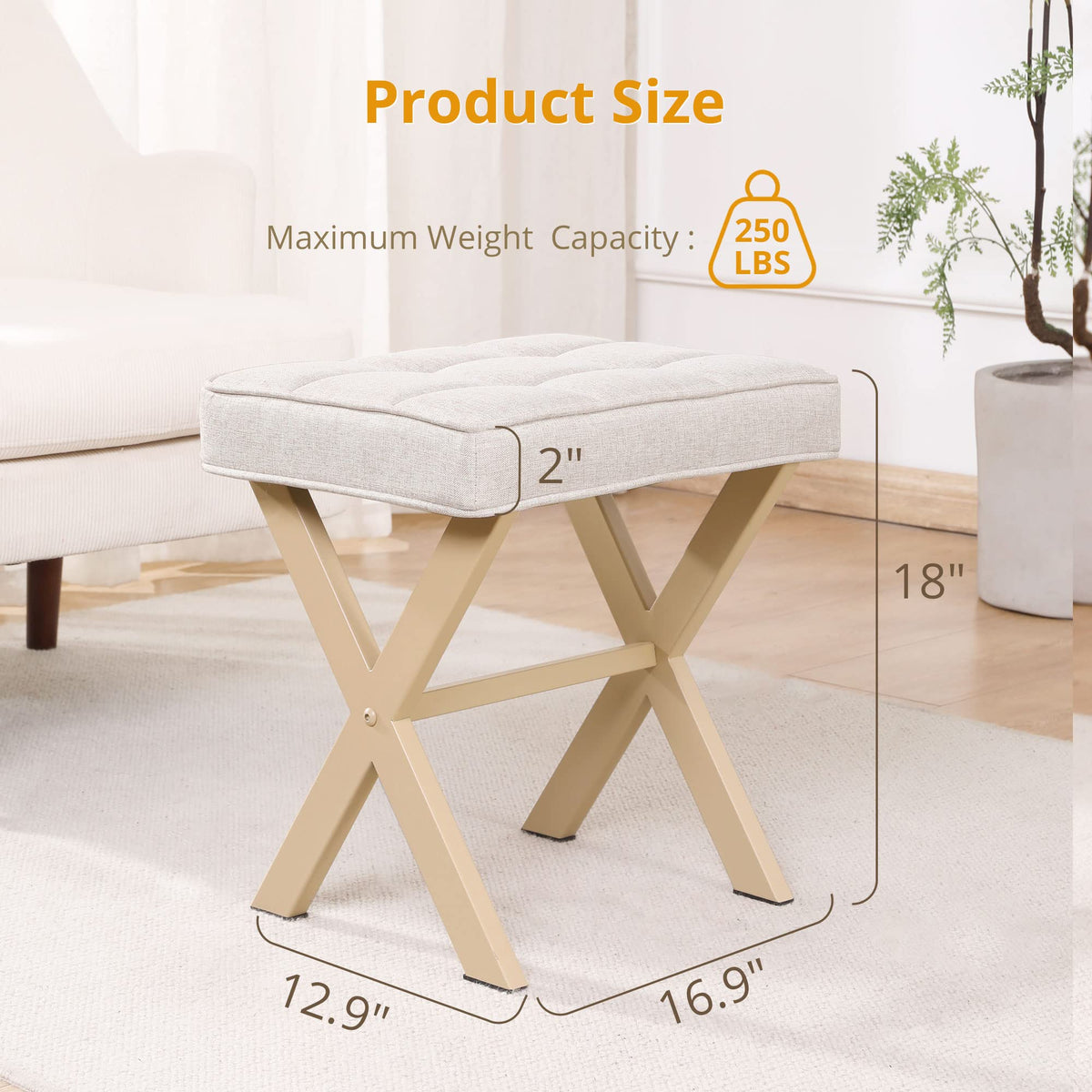 LUE BONA padded seat offers comfortable makeup tasks.