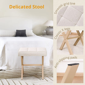 LUE BONA compact vanity stool fits small spaces neatly.