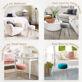 LUE BONA vanity stool with gold legs adds stability and style