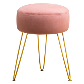 LUE BONA vanity stool pink round velvet seat enhances makeup routines