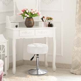 LUE BONA white faux leather vanity stool ready for makeup or desk use