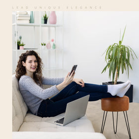 LUE BONA vanity chair with metal legs combines stability and modern style.
