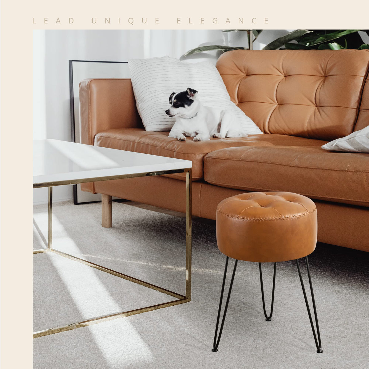 LUE BONA tufted vanity stool seat offers comfortable padding for extended makeup sessions.