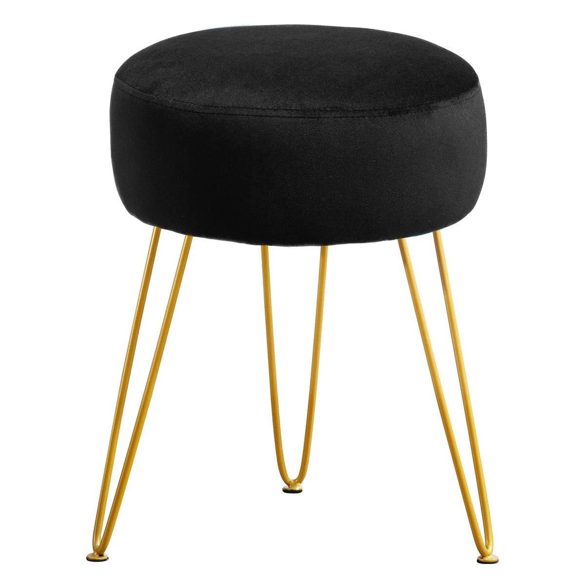 LUE BONA vanity stool with round velvet cushion for a sleek makeup area.