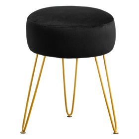 LUE BONA vanity stool with round velvet cushion for a sleek makeup area.