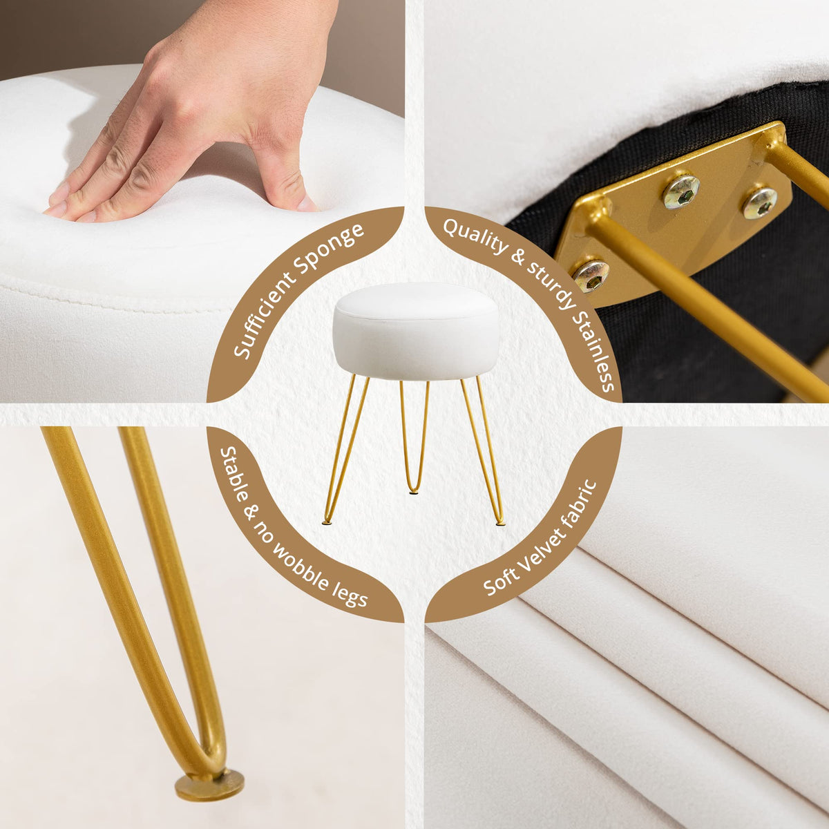 LUE BONA vanity stool soft high-density foam for comfortable seating