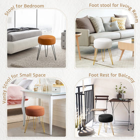 LUE BONA vanity stool with three gold legs provides sturdy, stable support
