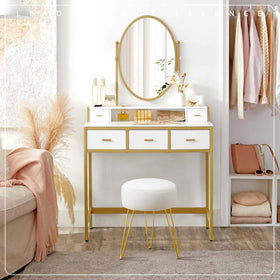 LUE BONA vanity stool velvet cushion adds comfort for daily makeup routines