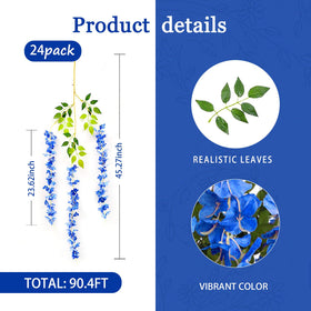 Luerbi royal blue wisteria garland in a bright indoor living room setup