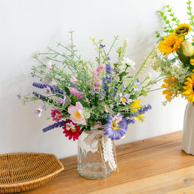 LUEUR mixed faux blooms brighten tabletops with year-round color