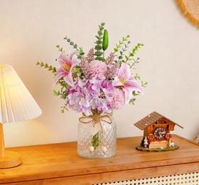 LUEUR faux flowers with vase centerpiece for coffee table or dining area