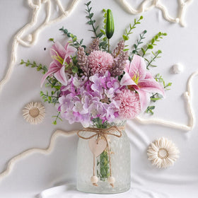 LUEUR faux flowers with vase purple hydrangeas brighten living space without maintenance