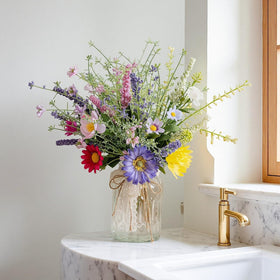LUEUR glass vase with twine accent and eucalyptus greenery