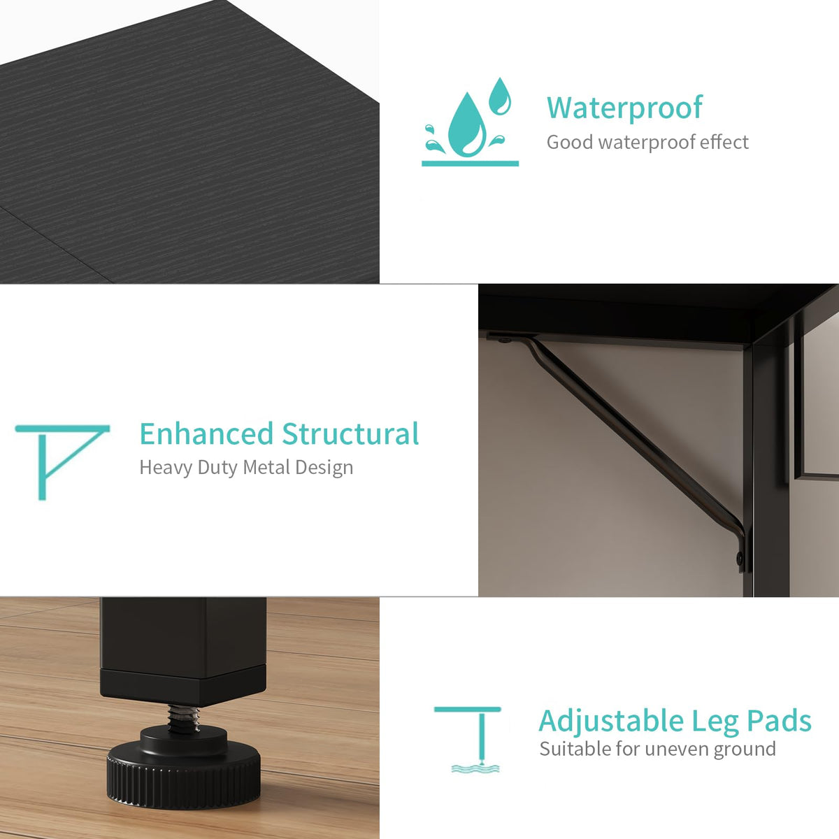 Lufeiya desk with adjustable leg pads protects floors and reduces noise.