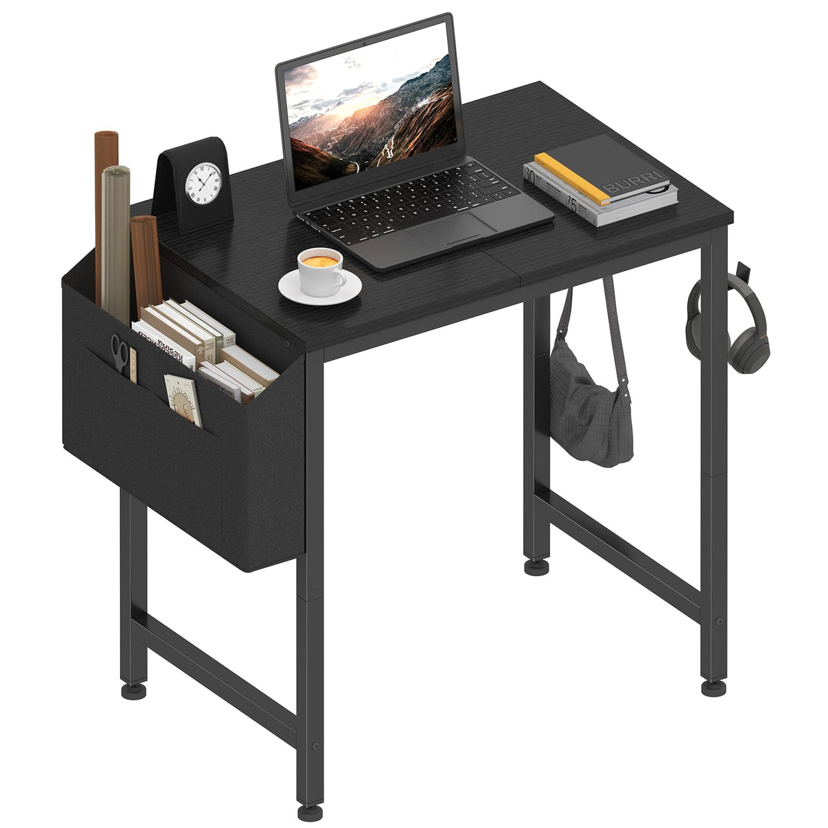 Lufeiya small desk in black for bedrooms, ideal for homework and laptop setup.