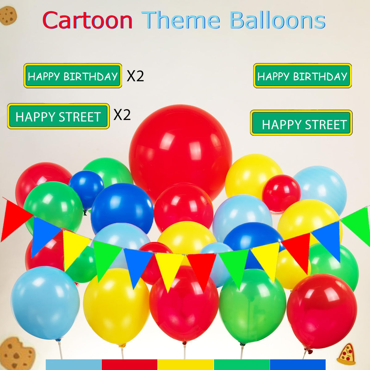 LuftParty Sesame Friends color palette boosts cohesive theme across decorations.