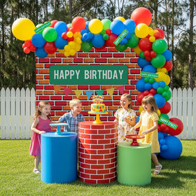 LuftParty Sesame Friends photo backdrop helps capture joyful moments.