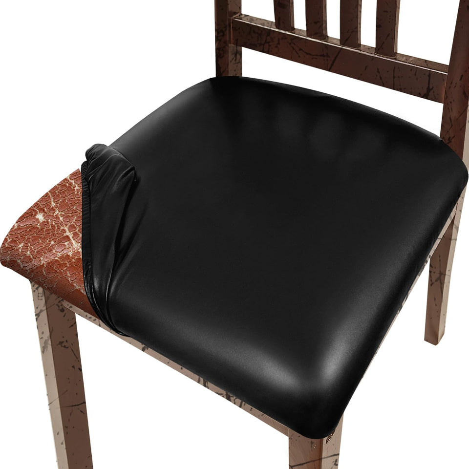 Lufyzora PU leather dining chair cover on chair offers stylish protection.